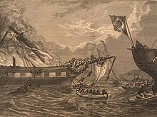 Engraving from the frontispiece of Notable Shipwrecks, by Uncle Hardy, published in London, 1879, showing the stern of the Dom Afonso, right Ocean Monarch engraving from Notable Shipwrecks.jpg