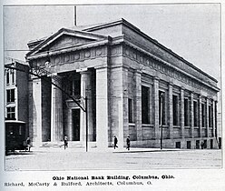 Ohio National Bank beside the remaining Lazarus Block building, 1911