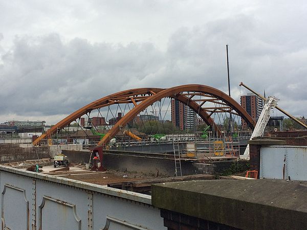 Ordsall Chord under construction in April 2017