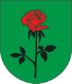 Di verde, alla rosa al naturale, fustata e fogliata di nero (Ksawerów, Polonia)