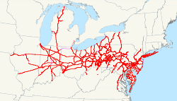 Carte du système de chemin de fer de Pennsylvanie (1918).svg