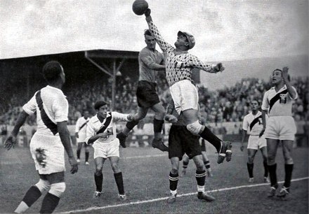 Peru playing against Austria in the 1936 Olympic football tournament.