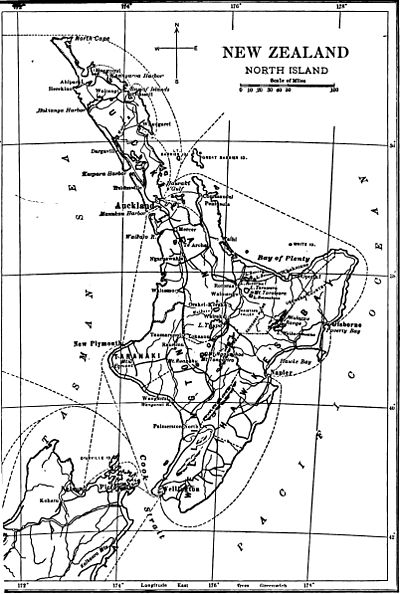 New Zealand, North Island map.