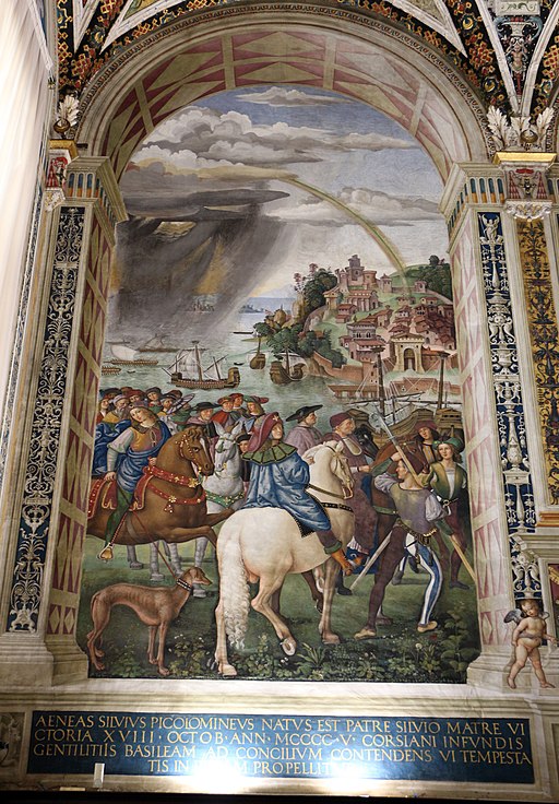 Pinturicchio, Liberia Piccolomini, 1502-07 circa, Enea Silvio Piccolomini parte per il concilio di Basilea