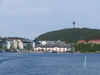 The port of Kuopio, with lake cruises; observation tower in the background