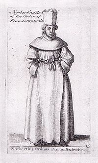 A canon in Premonstratensian habit Praemonstratenser Hollar 1661.JPG