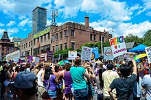 Church and Wellesley is home to the annual Pride Toronto celebrations.