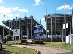 View of a stadium's exterior, 