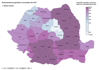 Rumänen nach Kreisen Rumäniens (Volkszählung 2011)