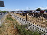 Vía férrea del Ramal Santiago-Cartagena, a la altura del puente del Ferrocarril, comuna de Cerrillos (2020).