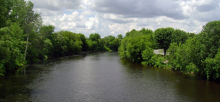 La rivière L'Assomption vue d'un pont à Joliette