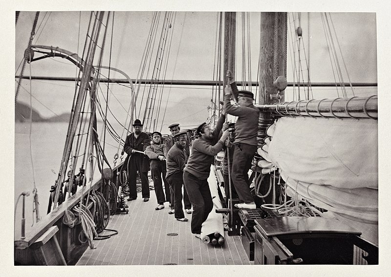 File:S. 16. Hoisting the Main ("Cruise of the "Nereid" 1869") (7779755186).jpg