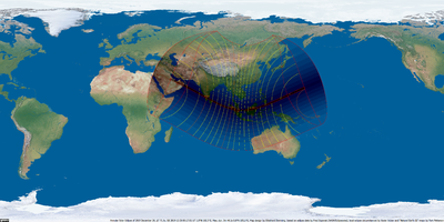 Harta lumii a eclipsei solare din 26 decembrie 2019