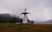 Sculpture Budeia by Kjartan Slettemark in Sanden, Naustdal. Sanden med Budeia.JPG