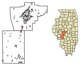 Sangamon County Illinois Incorporated and Unincorporated areas Virden Highlighted.svg