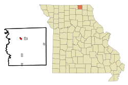 格伦伍德在斯凯勒县及密苏里州的位置（以红色标示）