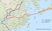 Carte des deux expéditions archéologiques de 1909 et 1914 en Chine.