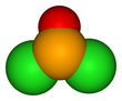 Modelo 3D de la molécula de oxidicloruro de selenio