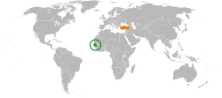 Kaart met locaties van Senegal en Turkije