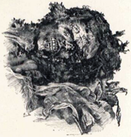 Tekening van het hoofd van de mummie van Ta'a II, ca. 1901, Gaston Maspero