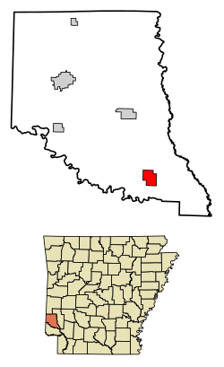 Location of Ben Lomond in Sevier County, Arkansas.