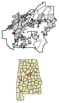 Shelby County Alabama Incorporated and Unincorporated areas Brantleyville Highlighted 0109064.svg