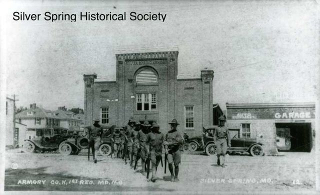 The Silver Spring Armory, constructed in 1917 by E. Brooke Lee