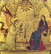 Particolare dell'Annunciazione di Simone Martini e Lippo Memmi