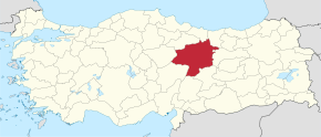 Poziția provinciei Sivas în Turcia