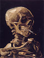 Schedel van een skelet met brandende sigaret (Üreten:Vincent van Gogh)