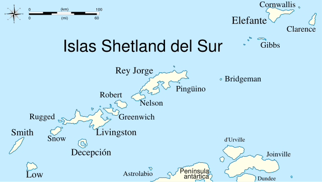 Mapa de las islas Shetland del Sur