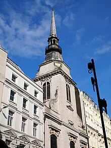 The spire of the church Southwest View of the Spire of the Church of St Martin, Ludgate (01).jpg