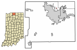 Lage des Indianerdorfs in St. Joseph County, Indiana.