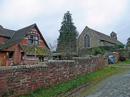 St Michael's Church and the Pottery in Edgton St. Michael's church, Edgton, Shropshire - geograph.org.uk - 652584.jpg