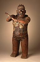 Standing Warrior, Mexico, Jalisco, Slip-painted ceramic sculpture, circa 200 B.C.- A.D. 300