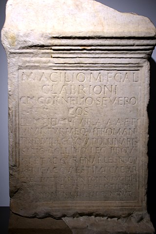 <span class="mw-page-title-main">Manius Acilius Glabrio Gnaeus Cornelius Severus</span> 2nd century Roman senator and consul