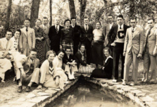 Campbell Junior College students gather at the Paul Green Outdoor Theater in the 1930s. Students at the Theater.png