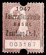 1947 bicycle tax Switzerland Basel 1947 bicycle control revenue 1fr - 4.jpg