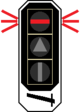 Stoppsignal som også beskytter en planovergang, noe som indikerer at installasjonen er ute av drift.