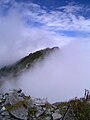 The top of Mount Tanigawa amid clouds