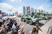 Armored personnel carriers of the Korean People's Army on parade Tank in the DPRK Victory Day Parade.jpg