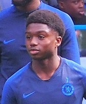 Lamptey, aged 18, playing for Chelsea in 2019 Tariq Lamptey 2019.jpg