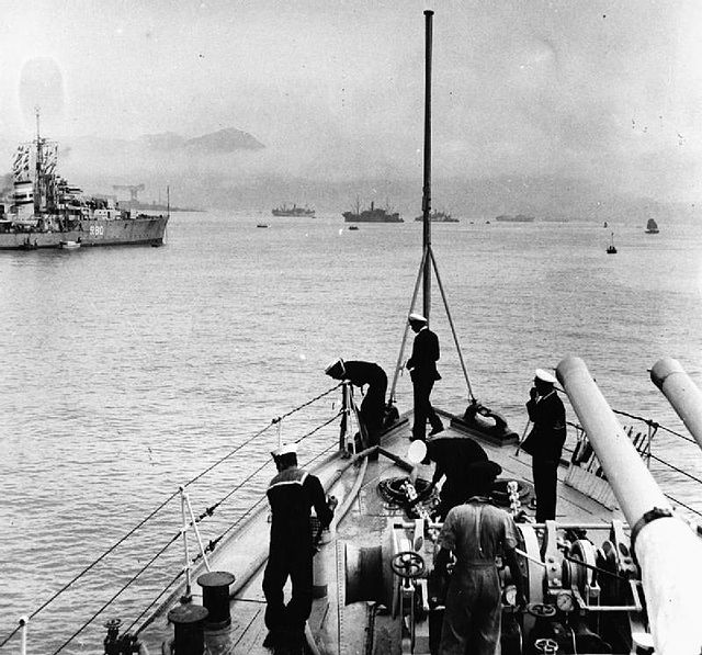 HMIS Sutlej leaves Hong Kong for Japan as part of the Allied forces of occupation.