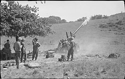 A 5.5-inch gun firing in Normandy, 1944. The British Army in the Normandy Campaign 1944 B9174.jpg