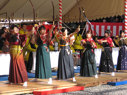 Kyūdō archers participating in the Ōmato Archery Competition at Sanjūsangen-dō