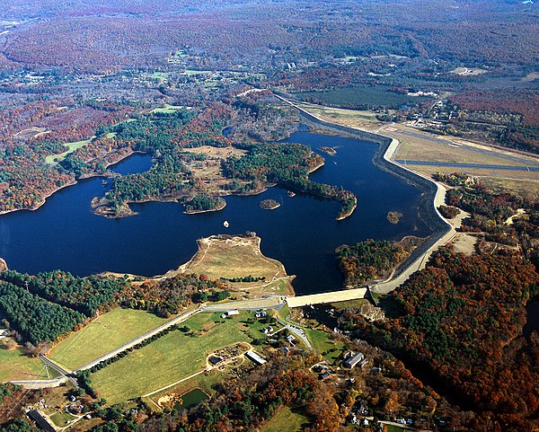 The Mansfield Hollow Dam, constructed in 1952, impounds the waters of the Natchaug, Fenton and Mt. Hope Rivers.