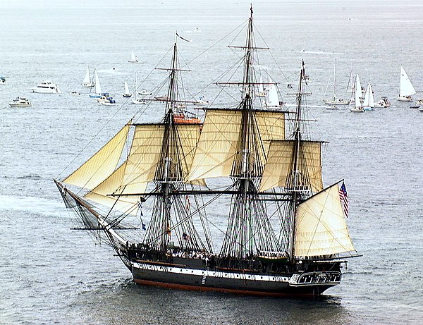USS Constitution under sail for the first time in 116 years on 21 July 1997