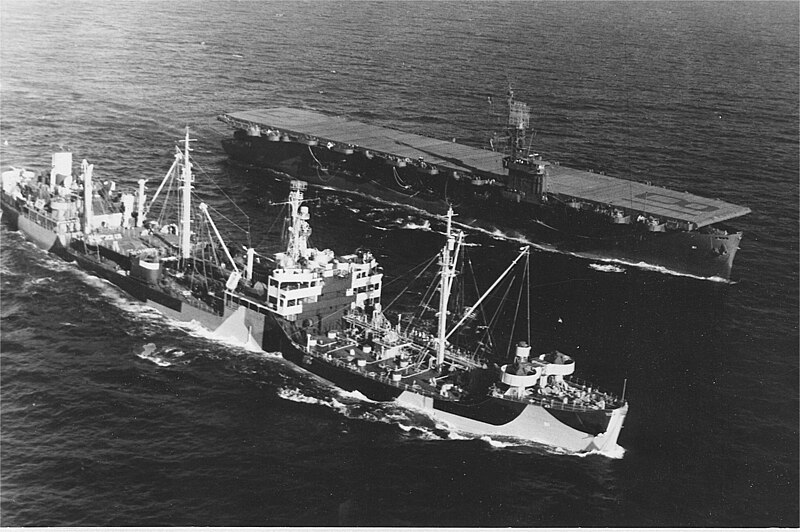 File:USS Severn (AO-61) and USS Rudyerd Bay (CVE-81) underway in April 1944.jpg