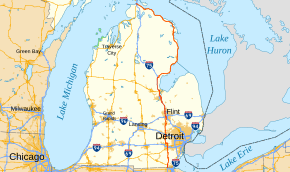 Map Us 23 Michigan US 23 runs through the Lower Peninsula of Michigan from the Ohio state line north to