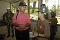 US Navy 080825-N-0209M-008 The Honorable Manny Mori, president of the Federated States of Micronesia, speaks with Builder 2nd Class Eilene Dustan at an Engineering Civic Action Program on Chuuk.jpg